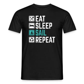 Manger Sommeil voile Répéter T-shirt voilier voilier - T-shirt homme - noir - Devant - AI Model Male 178 light (178cm)