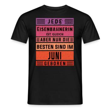 Lokführer Geburtstag Juni geboren Eisenbahnerin - Männer T-Shirt - Schwarz - Vorne - AI Model Male 178 light (178cm)