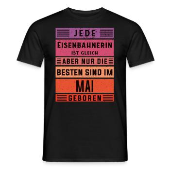 Lokführer Geburtstag Mai geboren Eisenbahnerin - Männer T-Shirt - Schwarz - Vorne - AI Model Male 178 light (178cm)