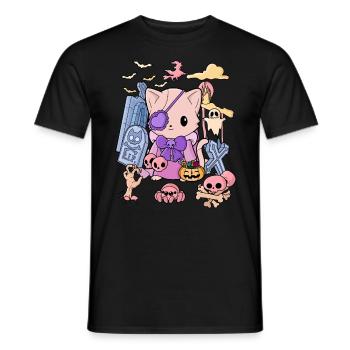 Pastel Goth Katze Creepy Gruselig Kawaii Horror - Männer T-Shirt - Schwarz - Vorne - AI Model Male 178 light (178cm)