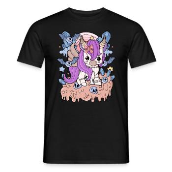 Creepy Kawaii Einhorn Pastel Goth Gruselig Horror - Männer T-Shirt - Schwarz - Vorne - AI Model Male 178 light (178cm)