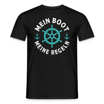 mein boot meine regeln t-shirt bootfahren - Männer T-Shirt - Schwarz - Vorne - AI Model Male 178 light (178cm)
