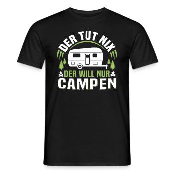 der tut nix der will nur campen camper wohnwagen - Männer T-Shirt - Schwarz - Vorne - AI Model Male 178 light (178cm)