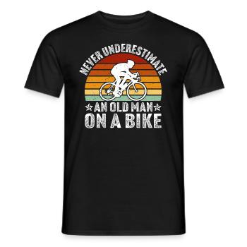 Never underestimate an old man on a bike - Men's T-Shirt - black - Front - AI Model Male 178 light (178cm)