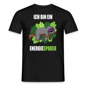Faultier Ich bin ein Energiesparer Spruch - Männer T-Shirt - Schwarz - Vorne - AI Model Male 178 light (178cm)