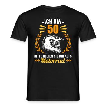 Ich bin 50 bitte helfen auf Motorrad 50 Geburtstag - Männer T-Shirt - Schwarz - Vorne - AI Model Male 178 light (178cm)