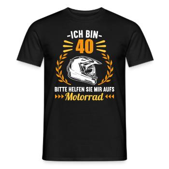 Ich bin 40 bitte helfen auf Motorrad 40 Geburtstag - Männer T-Shirt - Schwarz - Vorne - AI Model Male 178 light (178cm)