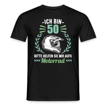 Ich bin 50 bitte helfen auf Motorrad 50 Geburtstag - Männer T-Shirt - Schwarz - Vorne - AI Model Male 178 light (178cm)