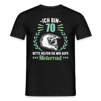 Ich bin 70 bitte helfen auf Motorrad 70 Geburtstag - Männer T-Shirt - Schwarz - Vorne - AI Model Male 178 light (178cm)