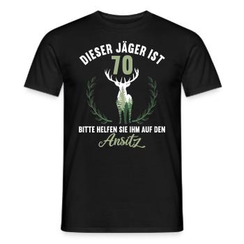 70 Jahre helfen auf Hochsitz 70 Geburtstag Jäger - Männer T-Shirt - Schwarz - Vorne - AI Model Male 178 light (178cm)