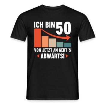 Ich bin 50 Ab jetzt gehts abwärts 50 Geburtstag - Männer T-Shirt - Schwarz - Vorne - AI Model Male 178 light (178cm)