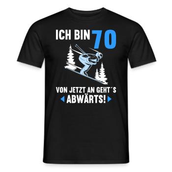 Ich bin 70 Ab jetzt gehts abwärts 70 Geburtstag - Männer T-Shirt - Schwarz - Vorne - AI Model Male 178 light (178cm)