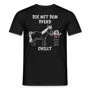 Die mit dem Pferd chillt Pferde Reiterin - Männer T-Shirt - Schwarz - Vorne - AI Model Male 178 light (178cm)