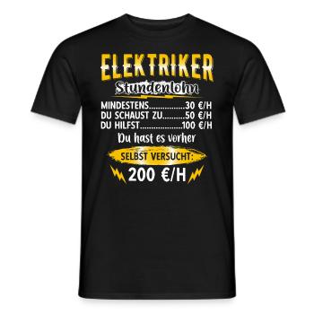 Elektriker Stundenlohn Stundensatz Lustig - Männer T-Shirt - Schwarz - Vorne - AI Model Male 178 light (178cm)
