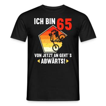 Ich bin 65 Ab jetzt gehts abwärts 65 Geburtstag - Männer T-Shirt - Schwarz - Vorne - AI Model Male 178 light (178cm)