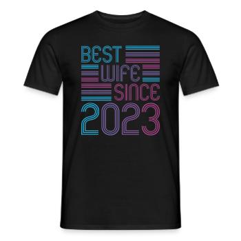 Meilleure épouse depuis 2023 1er anniversaire de mariage - T-shirt homme - noir - Devant - AI Model Male 178 light (178cm)