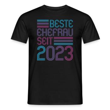Meilleure épouse depuis 2023 1er anniversaire de mariage - T-shirt homme - noir - Devant - AI Model Male 178 light (178cm)