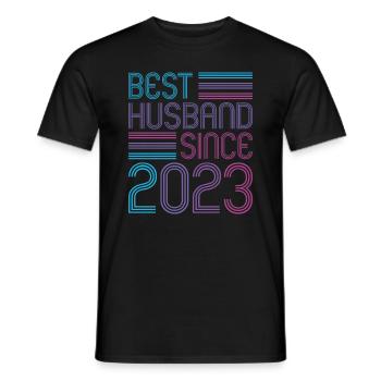 Meilleur mari depuis 2023 1er anniversaire de mariage - T-shirt homme - noir - Devant - AI Model Male 178 light (178cm)