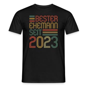Meilleur mari depuis 2023 1er anniversaire de mariage - T-shirt homme - noir - Devant - AI Model Male 178 light (178cm)