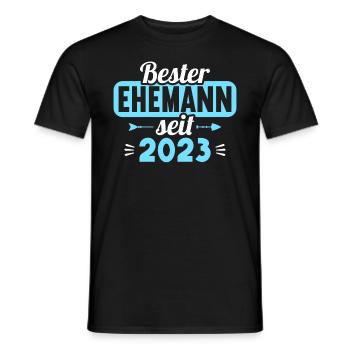Meilleur mari depuis 2023 1er anniversaire de mariage - T-shirt homme - noir - Devant - AI Model Male 178 light (178cm)