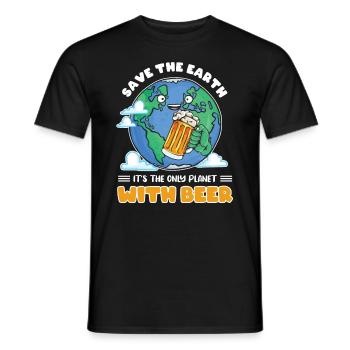 Save the earth its the only planet with beer - Männer T-Shirt - Schwarz - Vorne - AI Model Male 178 light (178cm)