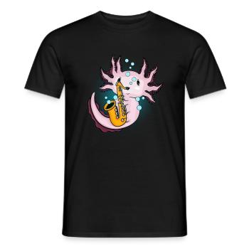 Axolotl Jazz Musik Geschenk Kinder Saxophon - Männer T-Shirt - Schwarz - Vorne - AI Model Male 178 light (178cm)