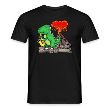 Jazz Musik Orchester Kinder Dinosaurier Saxophon - Männer T-Shirt - Schwarz - Vorne - AI Model Male 178 light (178cm)