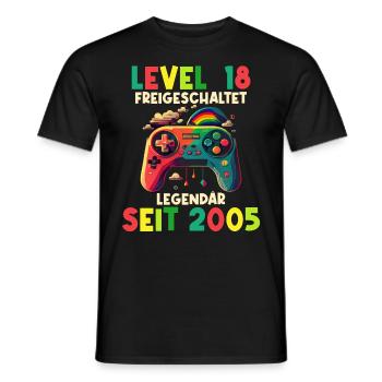 2005 Level 18 Jahre Gaming 18er 18 Geburtstag - Männer T-Shirt - Schwarz - Vorne - AI Model Male 178 light (178cm)