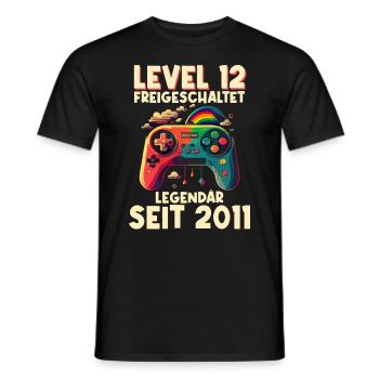 2011 Level 12 Jahre Gaming 12er 12 Geburtstag - Männer T-Shirt - Schwarz - Vorne - AI Model Male 178 light (178cm)