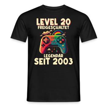 2003 Level 20 Jahre Gaming 20er 20 Geburtstag - Männer T-Shirt - Schwarz - Vorne - AI Model Male 178 light (178cm)