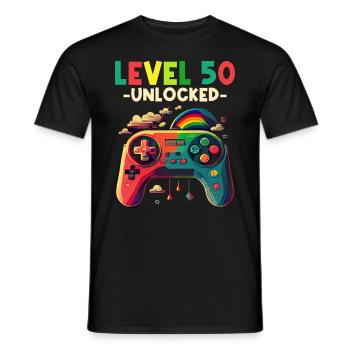 Niveau 50 ans Gaming 50s 50 Anniversaire - T-shirt homme - noir - Devant - AI Model Male 178 light (178cm)