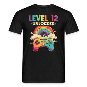 Level 12 Years Gaming 12er 12 Birthday - Men's T-Shirt - black - Front - AI Model Male 178 light (178cm)