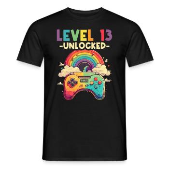 Level 13 Years Gaming 13er 13 Birthday - Men's T-Shirt - black - Front - AI Model Male 178 light (178cm)