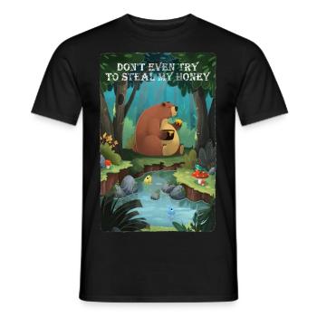Bear - steal my honey - Männer T-Shirt - Schwarz - Vorne - AI Model Male 178 light (178cm)