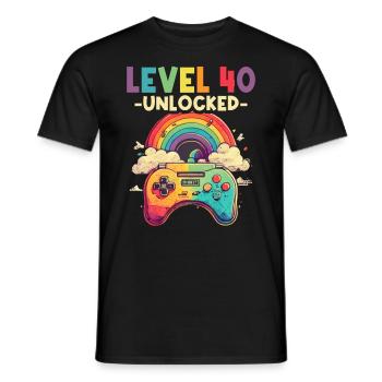 Level 40 Jahre Gaming 40er 40 Geburtstag - Männer T-Shirt - Schwarz - Vorne - AI Model Male 178 light (178cm)