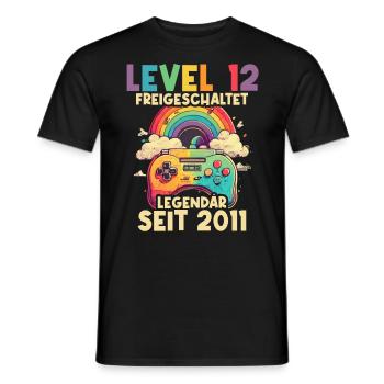 2011 Level 12 Jahre Gaming 12er 12 Geburtstag - Männer T-Shirt - Schwarz - Vorne - AI Model Male 178 light (178cm)