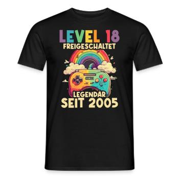 2005 Level 18 Jahre Gaming 18er 18 Geburtstag - Männer T-Shirt - Schwarz - Vorne - AI Model Male 178 light (178cm)