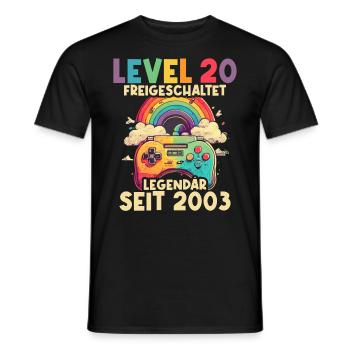 2003 Level 20 Jahre Gaming 20er 20 Geburtstag - Männer T-Shirt - Schwarz - Vorne - AI Model Male 178 light (178cm)