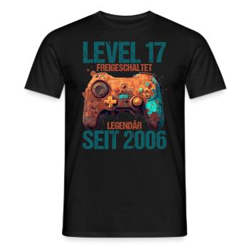 2006 Level 17 Jahre Gaming 17er 17 Geburtstag - Männer T-Shirt - Schwarz - Vorne - AI Model Male 178 light (178cm)