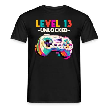 Level 13 Years Gaming 13er 13 Birthday - Men's T-Shirt - black - Front - AI Model Male 178 light (178cm)