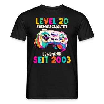 2003 Level 20 Jahre Gaming 20er 20 Geburtstag - Männer T-Shirt - Schwarz - Vorne - AI Model Male 178 light (178cm)
