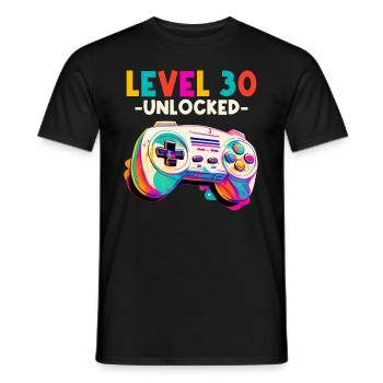 Level 30 Jahre Gaming 30er 30 Geburtstag - Männer T-Shirt - Schwarz - Vorne - AI Model Male 178 light (178cm)