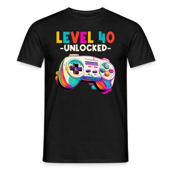 Level 40 Jahre Gaming 40er 40 Geburtstag - Männer T-Shirt - Schwarz - Vorne - AI Model Male 178 light (178cm)