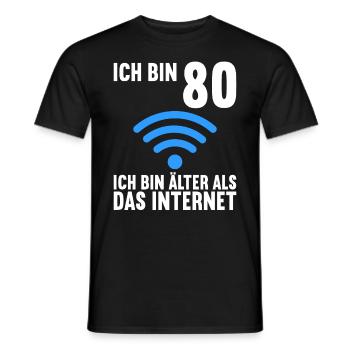 Ich bin 80 Ich bin älter als das Internet - Männer T-Shirt - Schwarz - Vorne - AI Model Male 178 light (178cm)