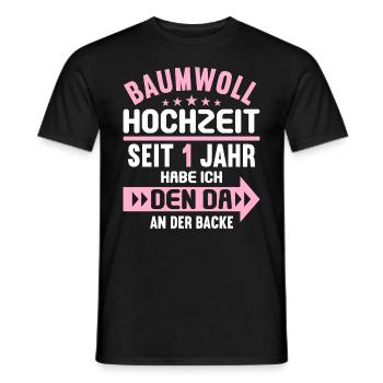 1 verheiratet Baumwoll Hochzeit 1.Hochzeitstag - Männer T-Shirt - Schwarz - Vorne - AI Model Male 178 light (178cm)