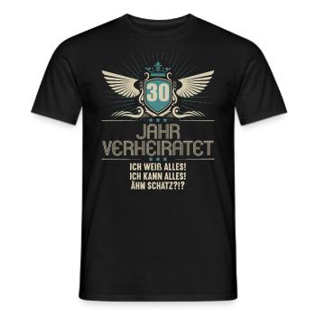 30 Jahr verheiratet weiß alles 30.Hochzeitstag - Männer T-Shirt - Schwarz - Vorne - AI Model Male 178 light (178cm)