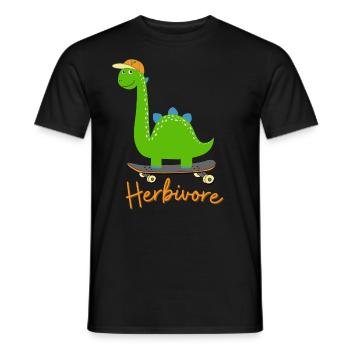 Herbivore Dinosaurier mit Basecap auf Skateboard - Männer T-Shirt - Schwarz - Vorne - AI Model Male 178 light (178cm)