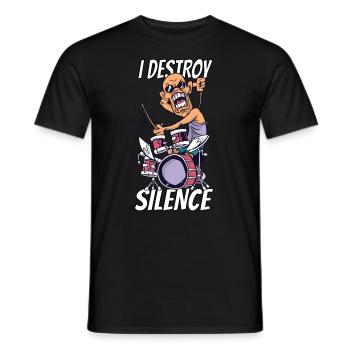 Je détruis Silent Gift Man Drums - T-shirt homme - noir - Devant - AI Model Male 178 light (178cm)