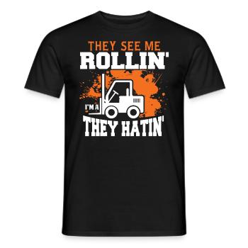 Sie Sehen Mich Rollen, Ich Bin Ein Fahrergeschenk - Männer T-Shirt - Schwarz - Vorne - AI Model Male 178 light (178cm)