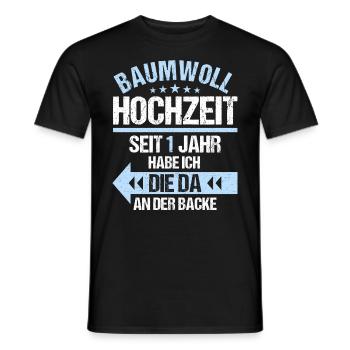 1 verheiratet Baumwoll Hochzeit 1.Hochzeitstag - Männer T-Shirt - Schwarz - Vorne - AI Model Male 178 light (178cm)